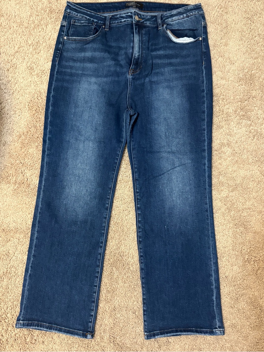 Risen Mid-Rise Straight Jeans - Dark Blue